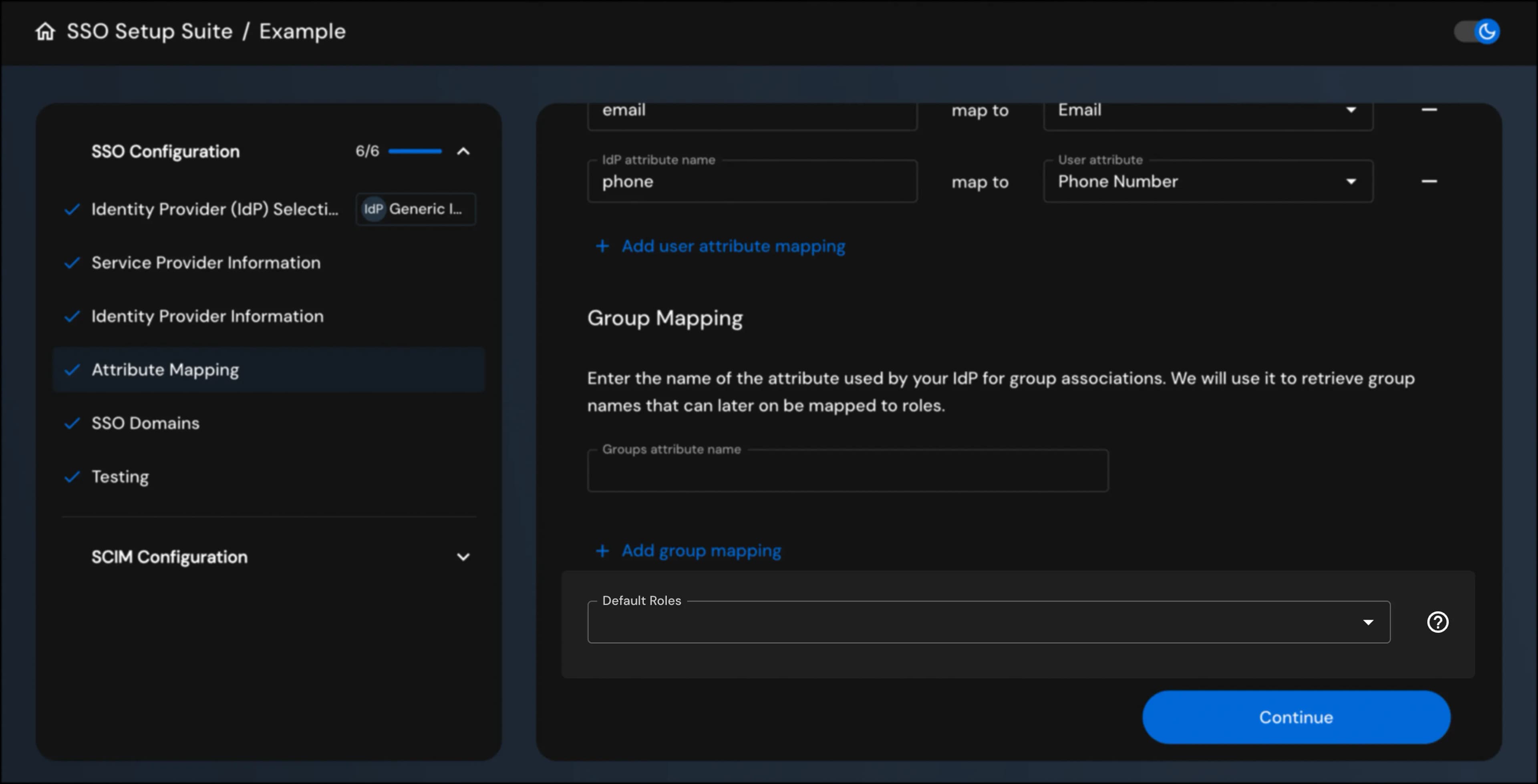 project role as default role for a specific tenant