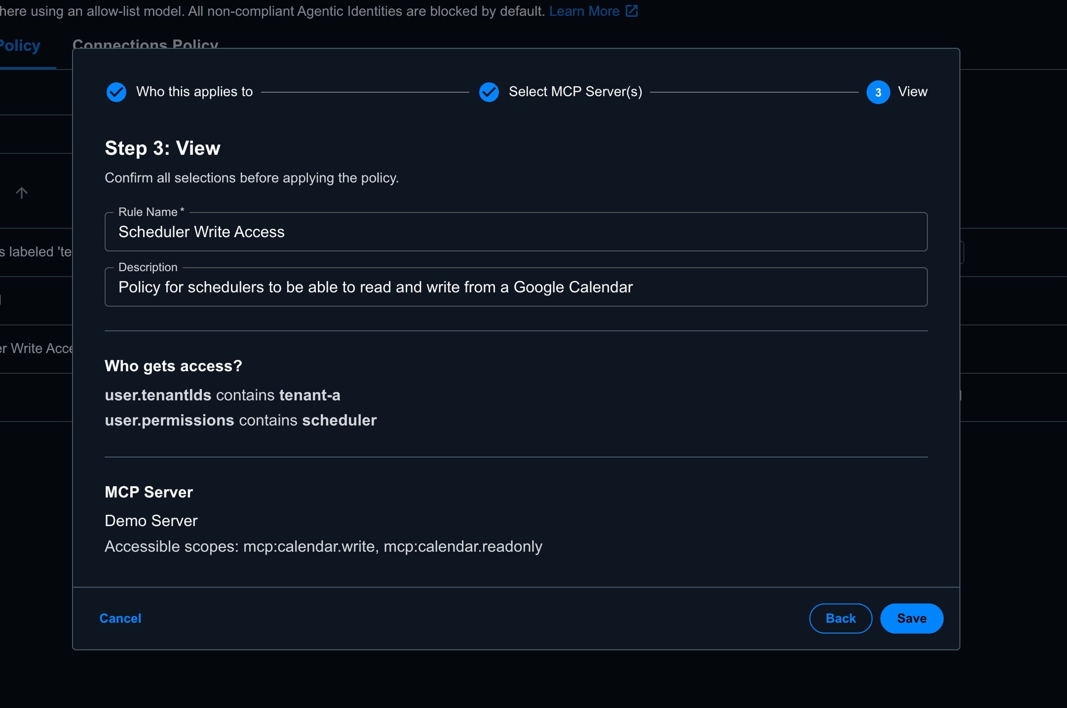 Scheduler write access policy