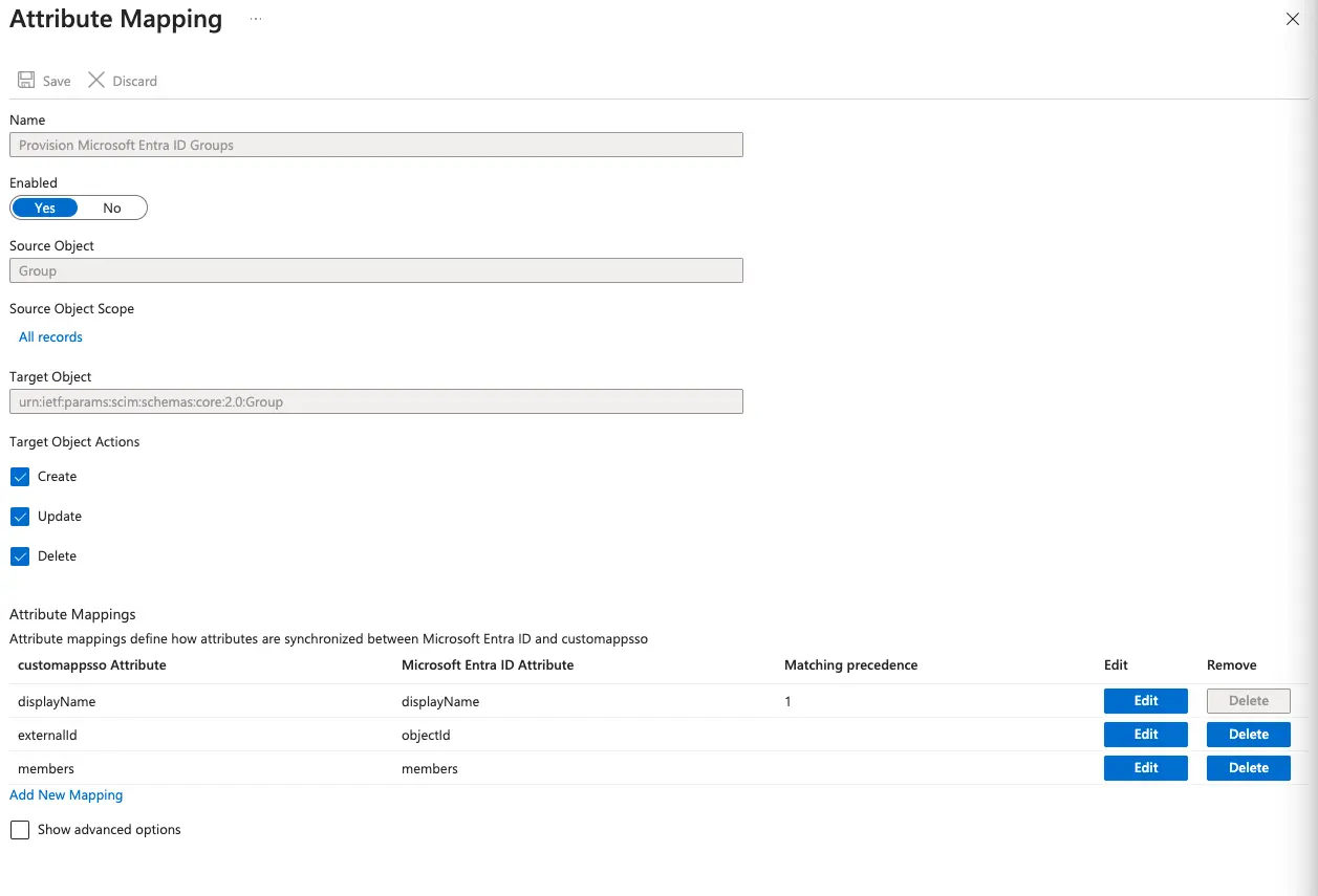 Azure SCIM group mappings