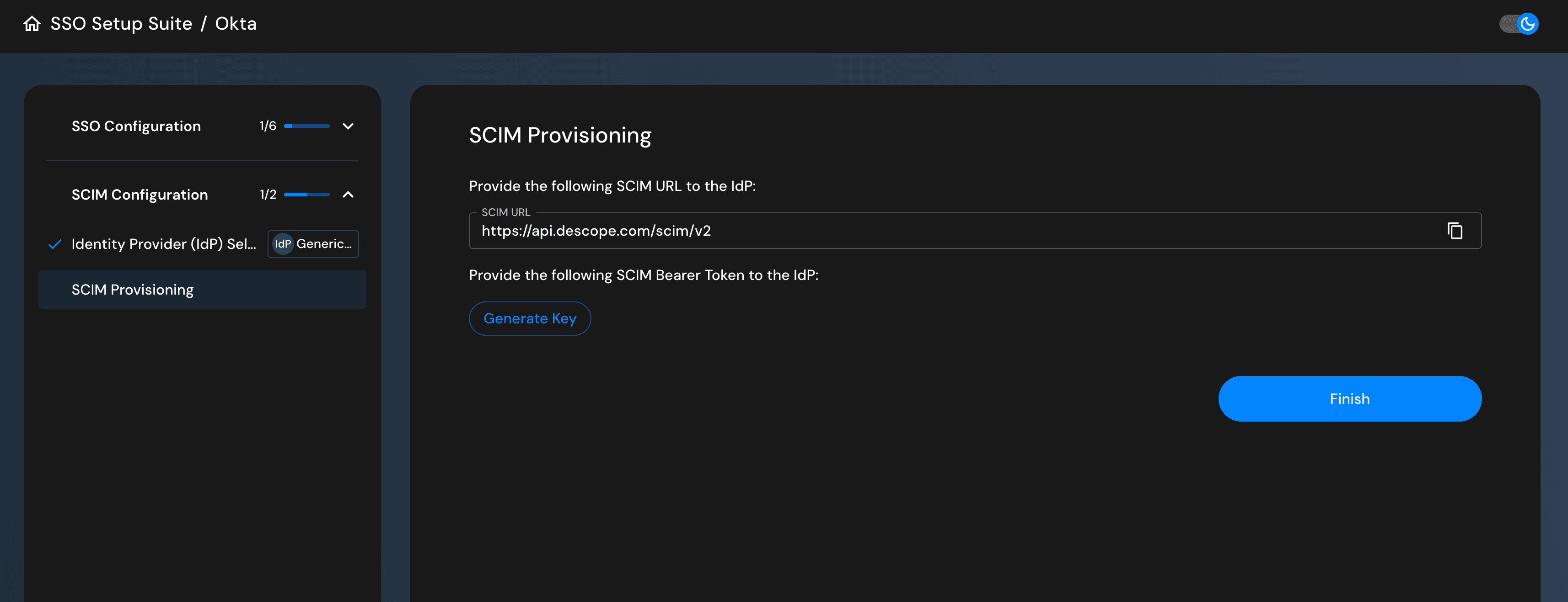 SCIM Key Creation via SSO Setup Suite
