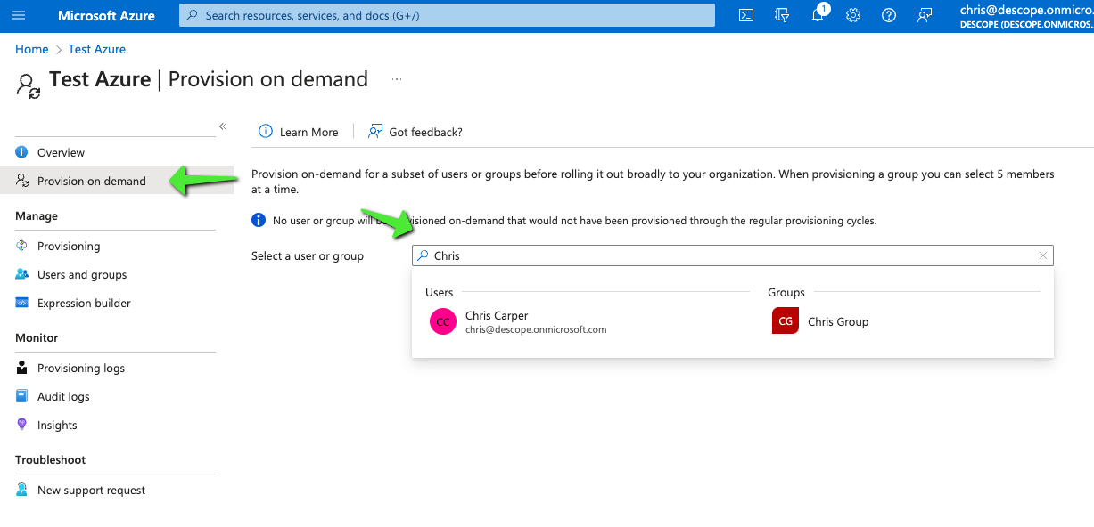 On-demand provisioning in Azure
