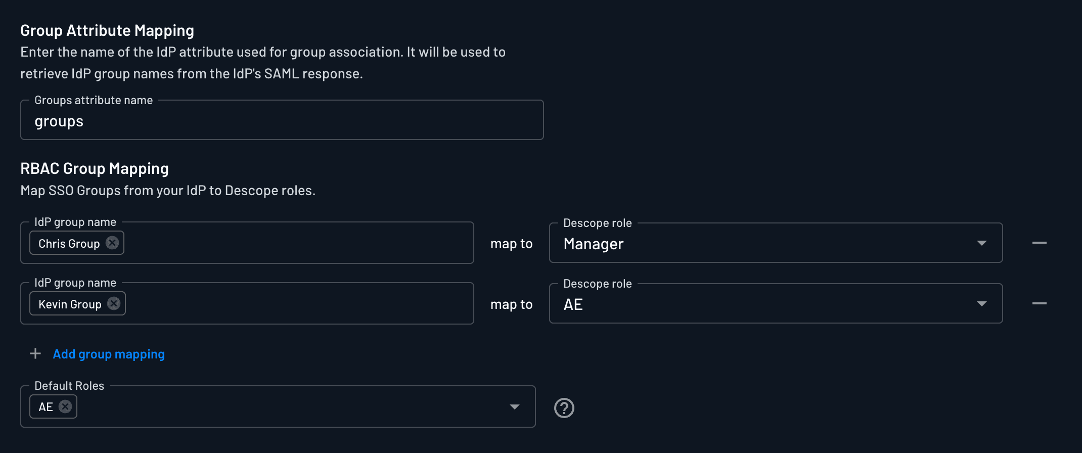 SCIM Group Mapping and Default Roles Configuration