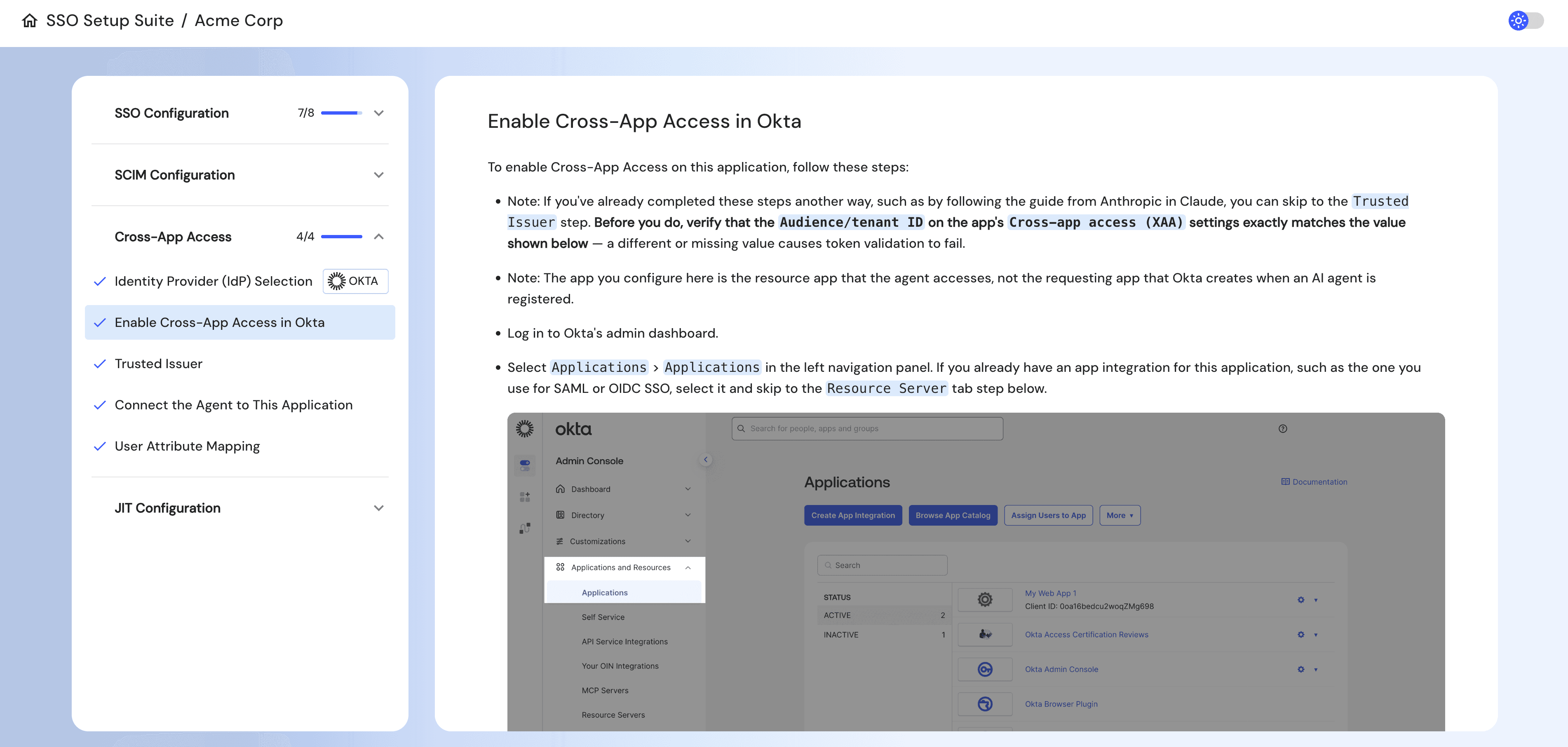 Using the Descope SSO Setup Suite to configure Cross App Access (XAA)