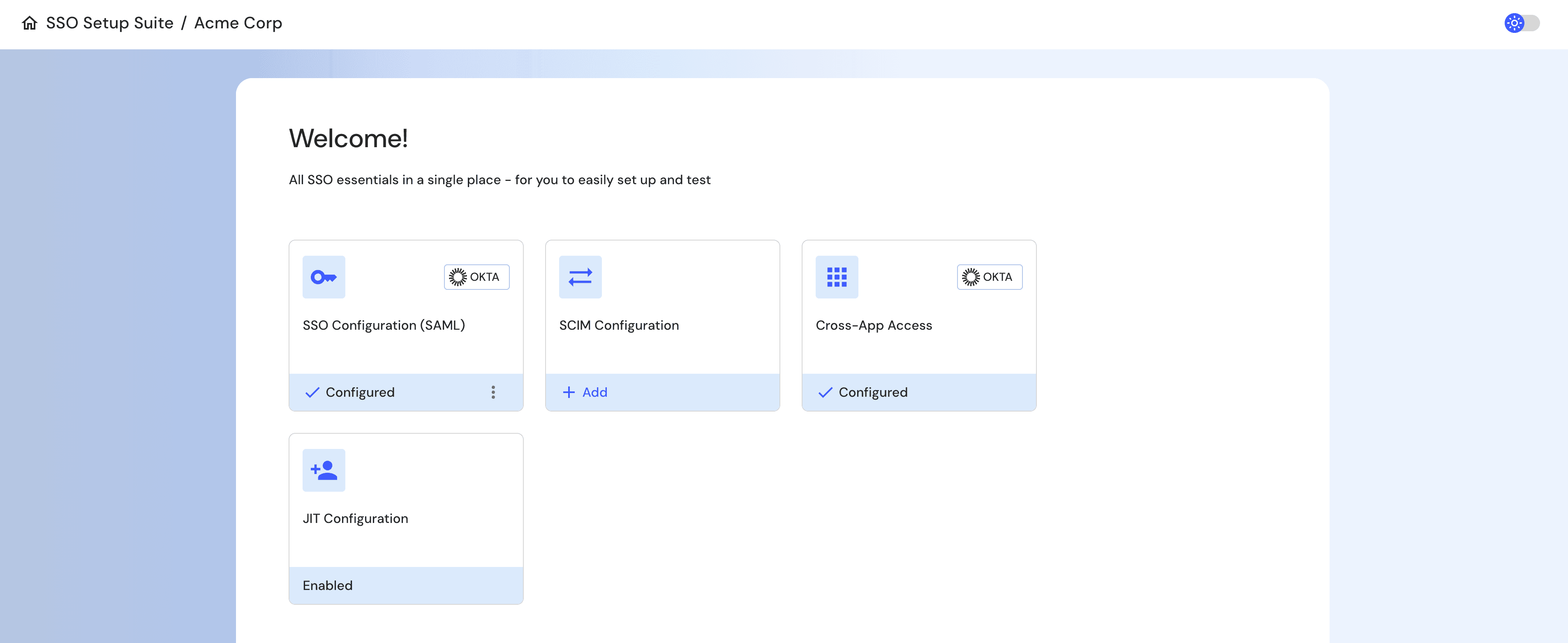 Cross App Access (XAA) section in the SSO Setup Suite