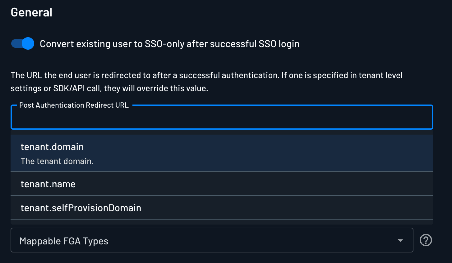 SSO dynamic redirect URL configuration