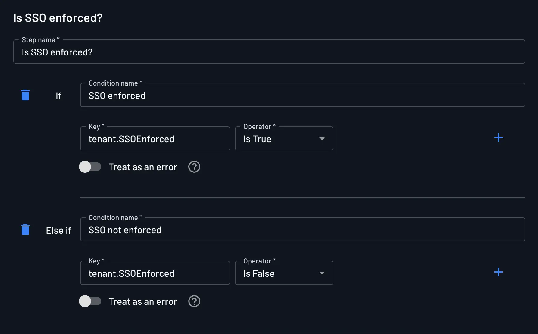 Condition for checking if SSO is enforced