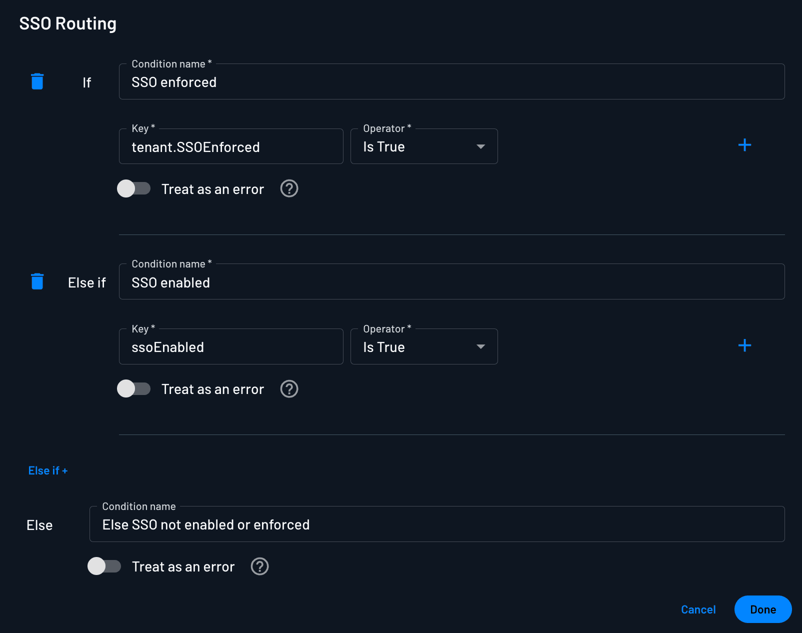sso routing condition