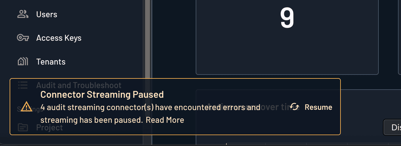Notification of a streaming error within Descope