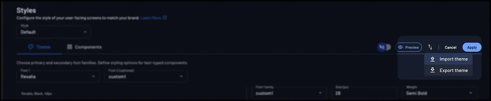 Descope screen styling example