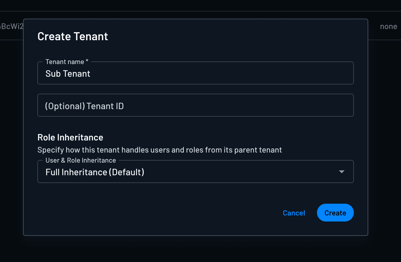 Role Inheritance when creating from Settings → Sub-tenants