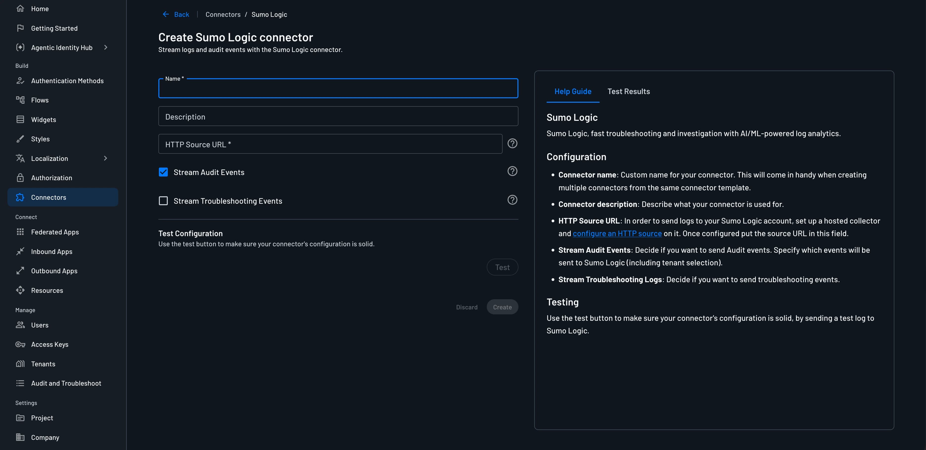 Sumo Logic Connector setup