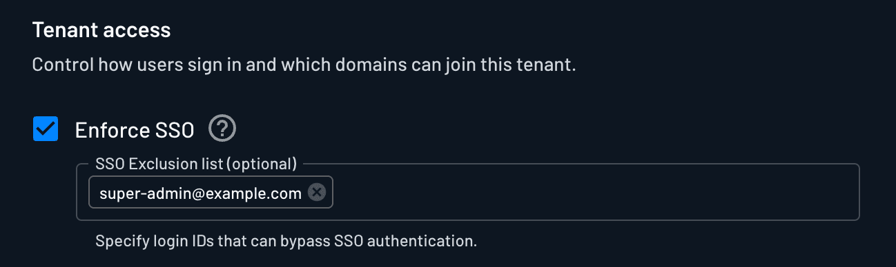tenant settings enforce SSO