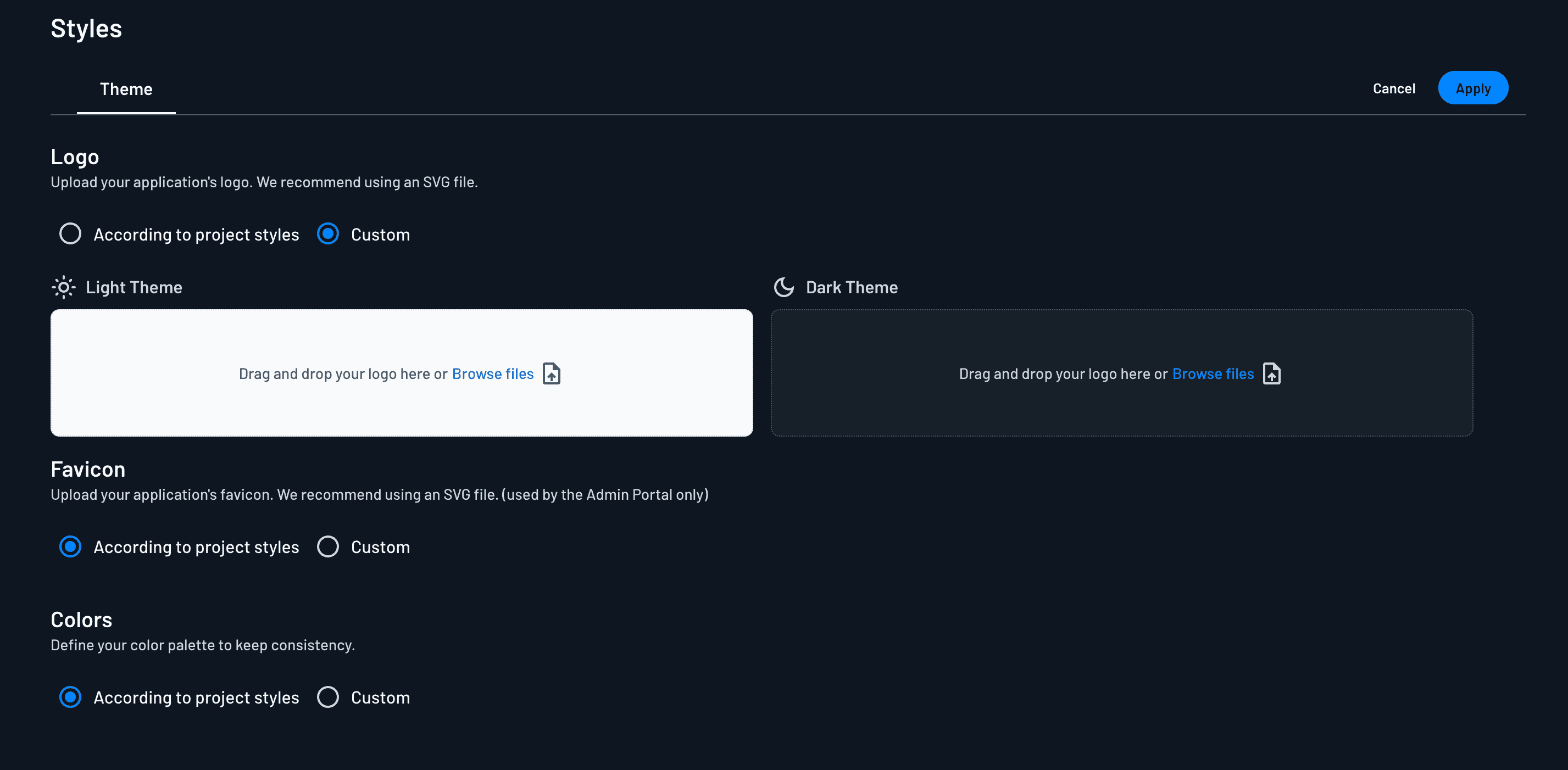 tenant settings styles