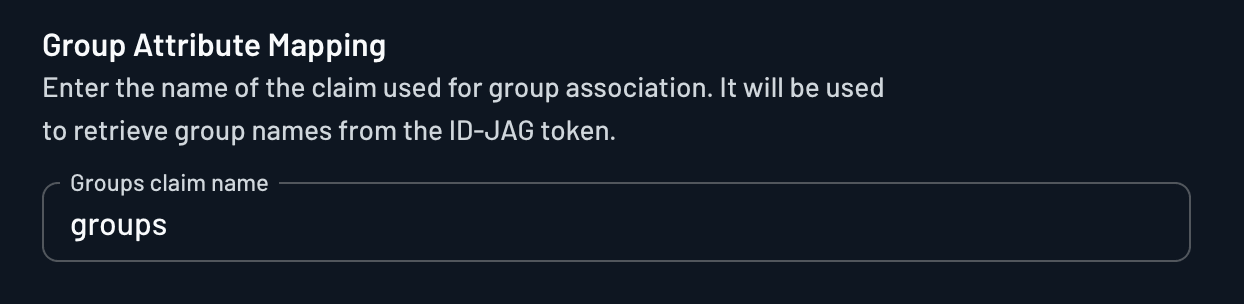 The Group Attribute Mapping section in the Cross-App Access (XAA) configuration