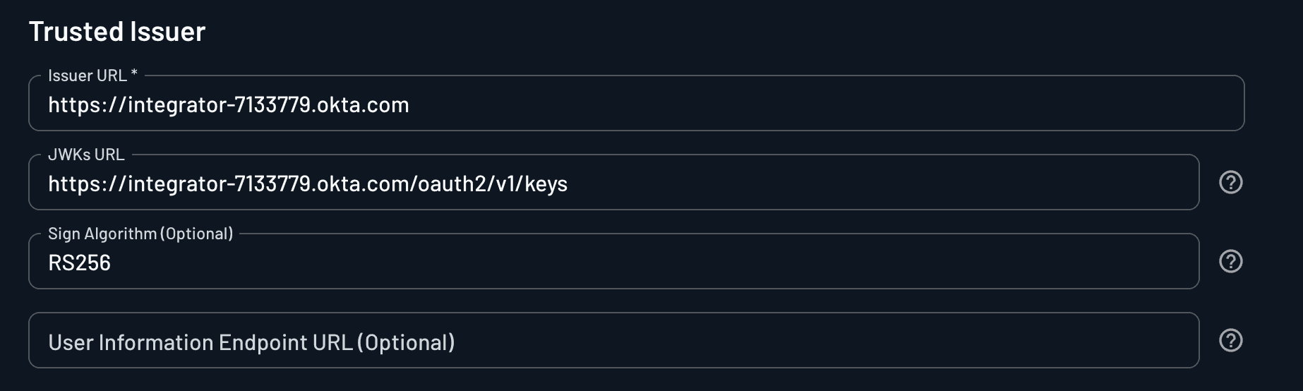 The Trusted Issuer section in the Cross-App Access (XAA) configuration