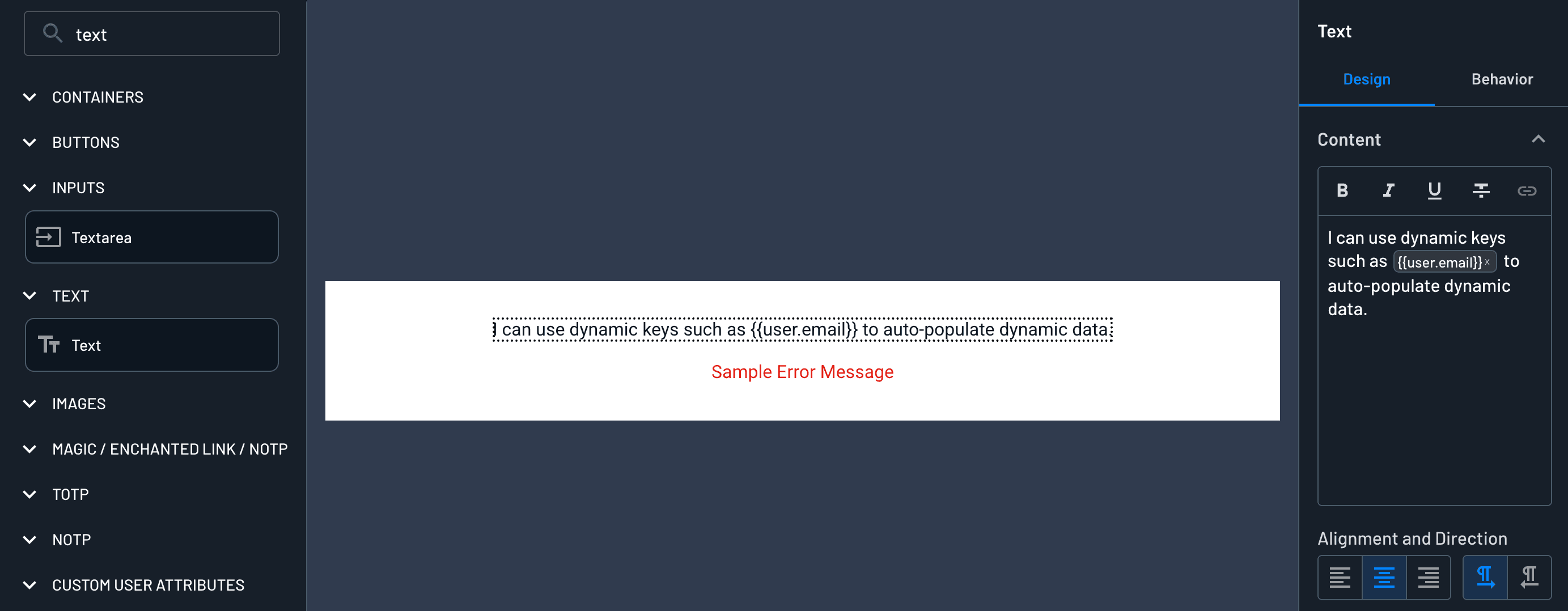 Example dynamic key usage in flows