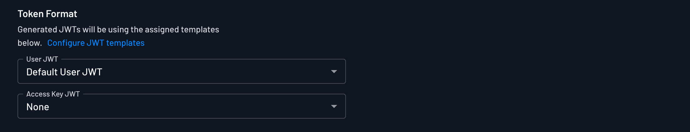 Token Format Project Settings