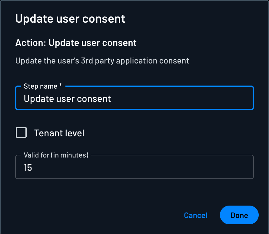 Update User Consent
