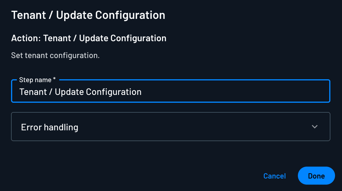 update tenant action