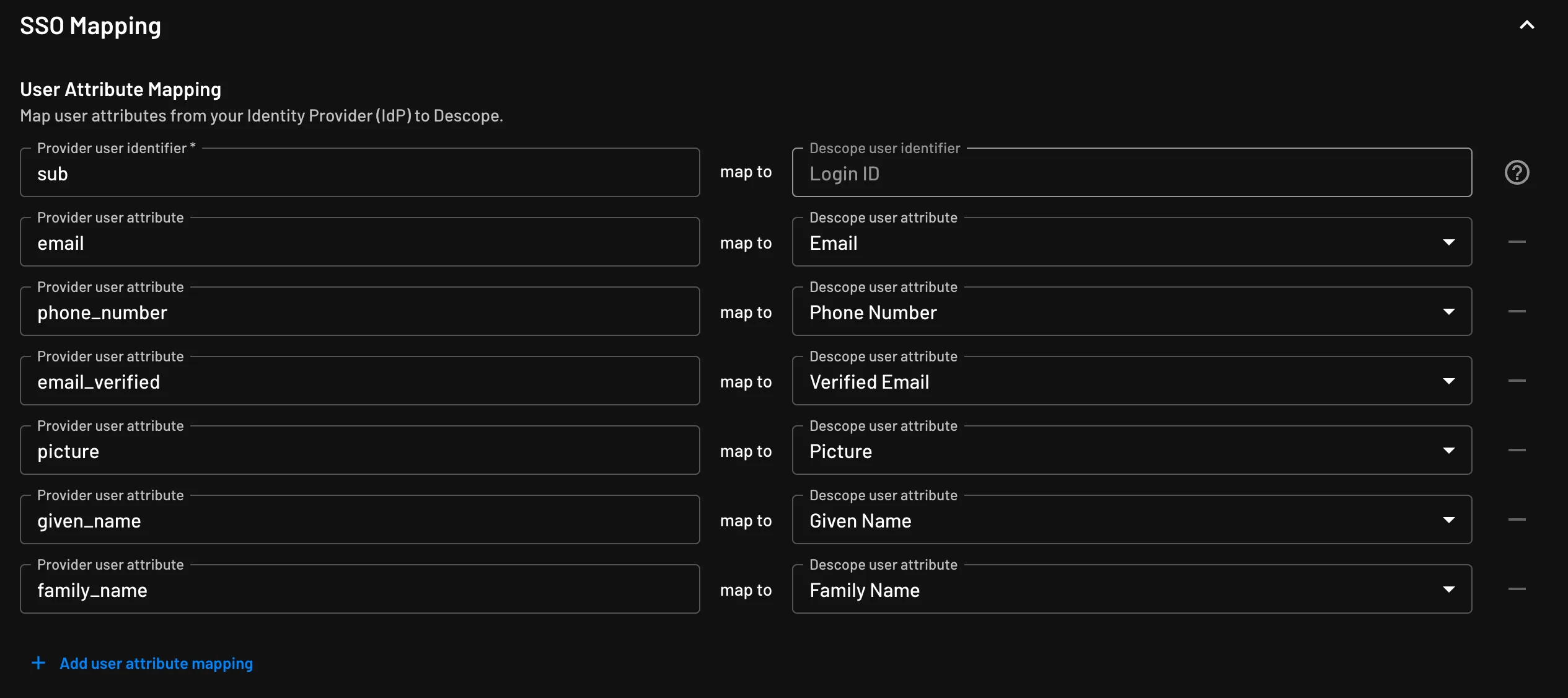 User Attribute Mappings in Descope