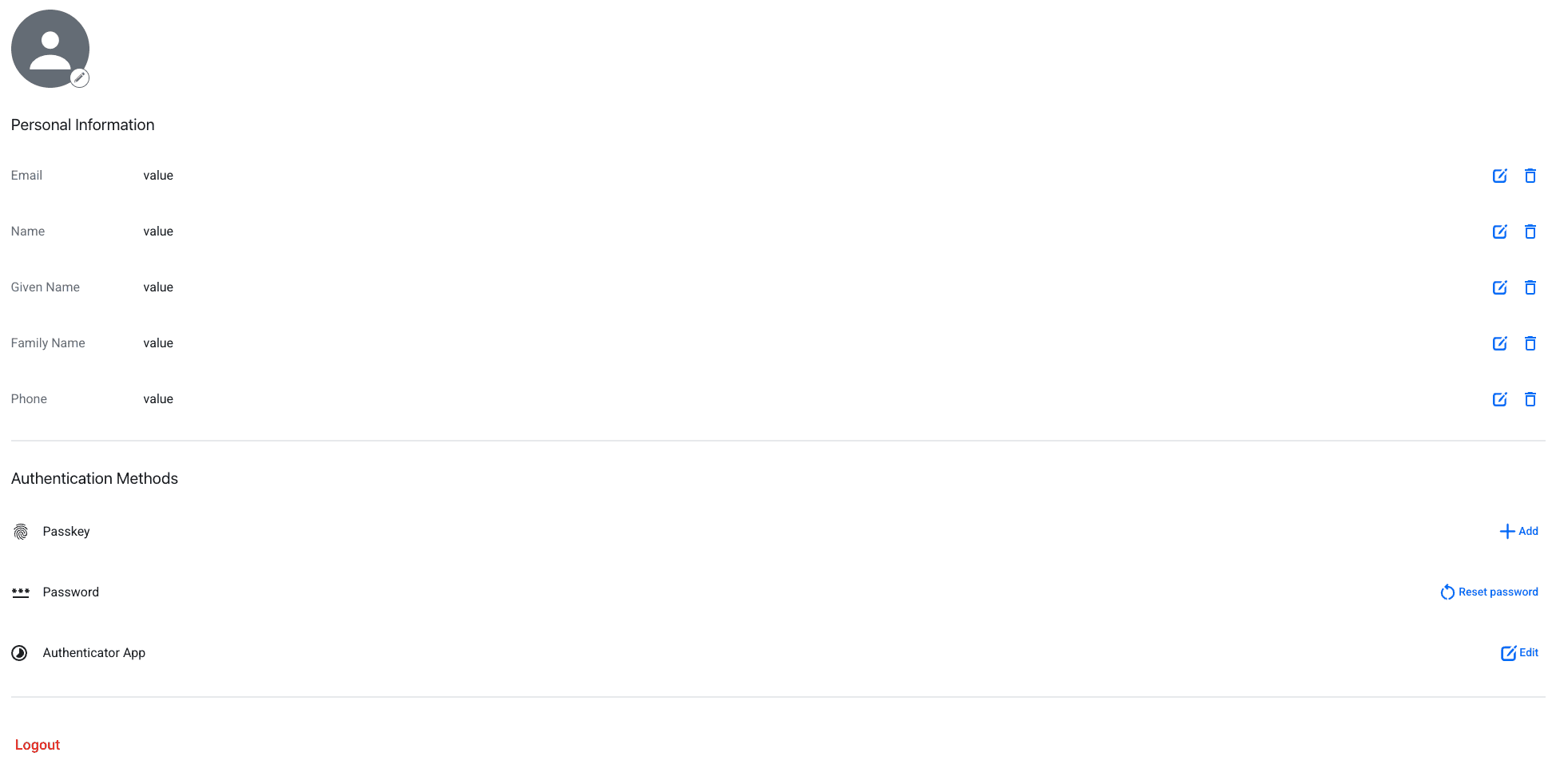 Descope user profile widget