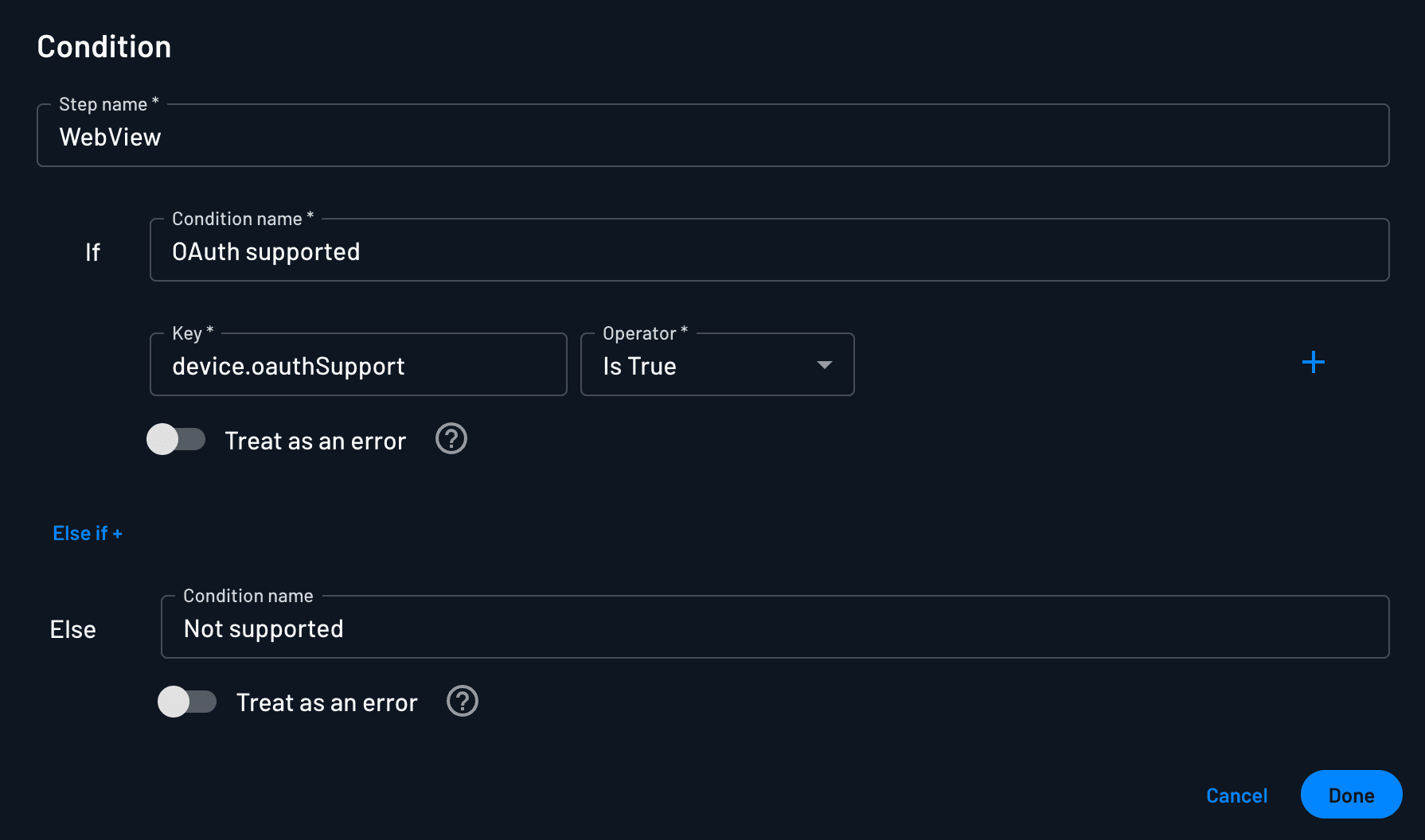 Webview condition