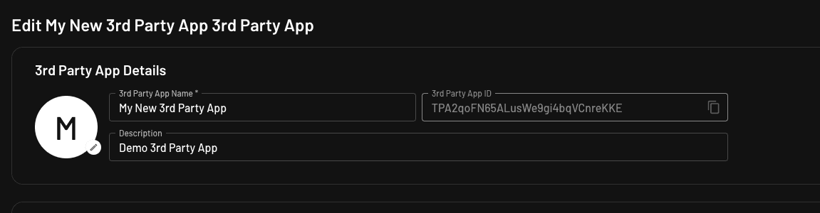 Configuring a 3rd party app's details in Descope