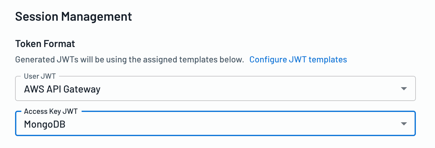 Set the project's Access Key token format within Descope project settings