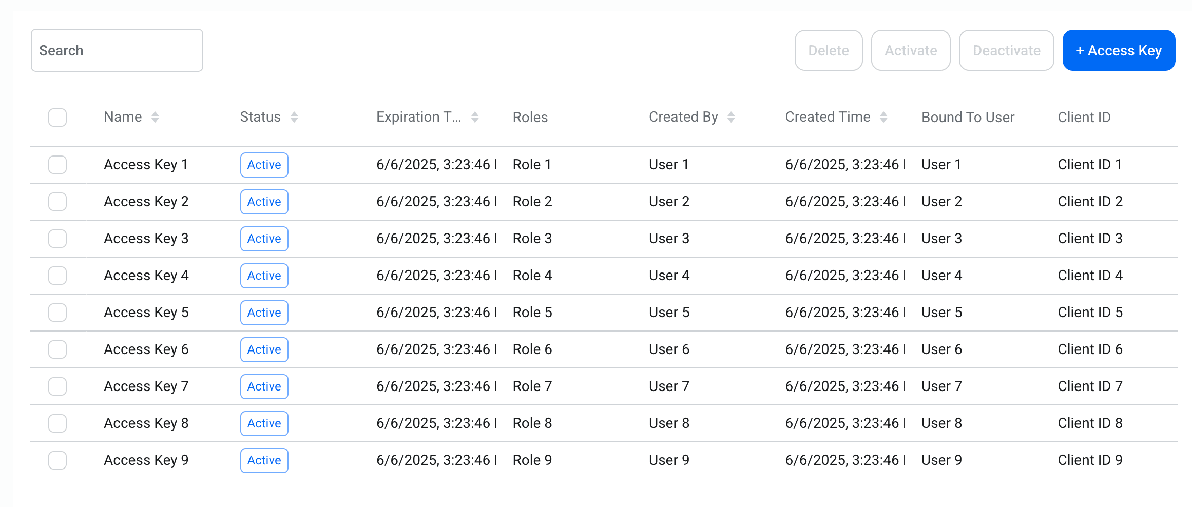 Descope access key management widget