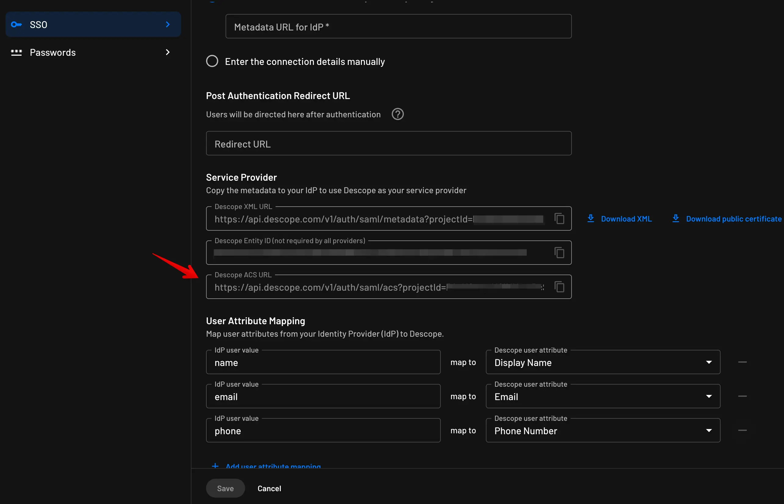 SAML ACS URL with custom domain