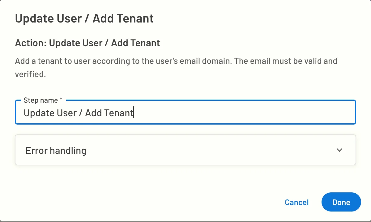 update user action