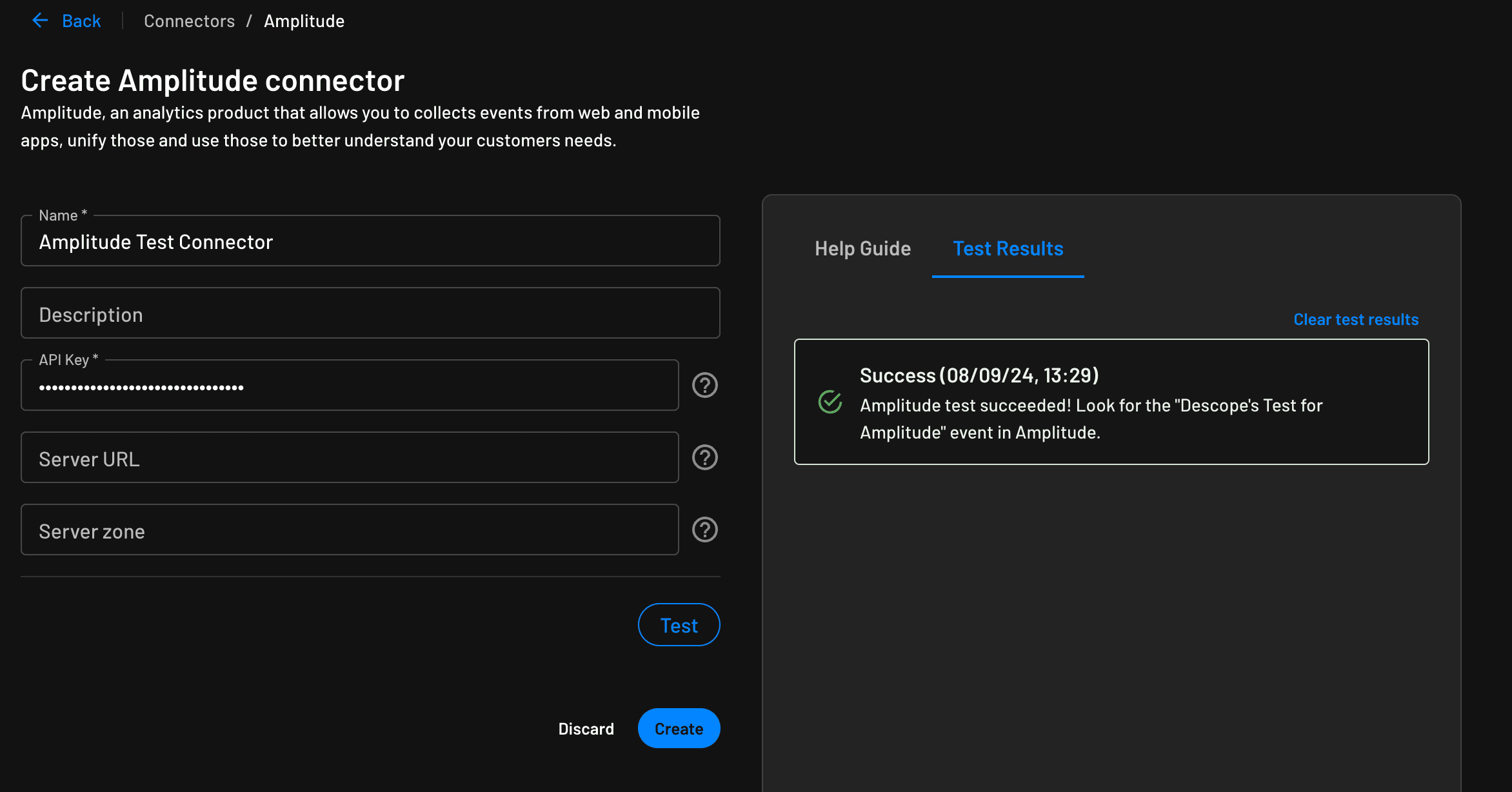 Amplitude connector setup