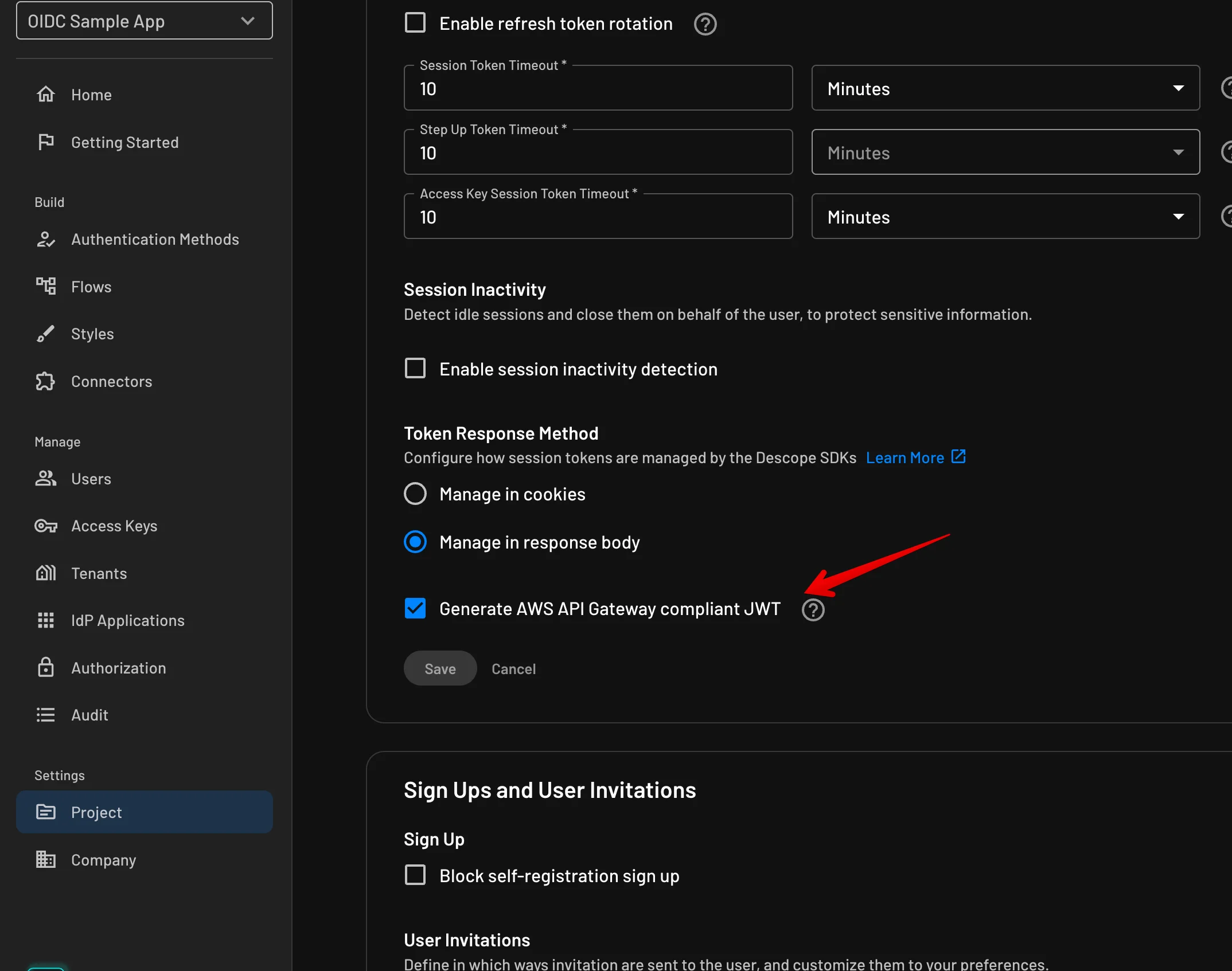 Descope AWS Compliant JWT configuration