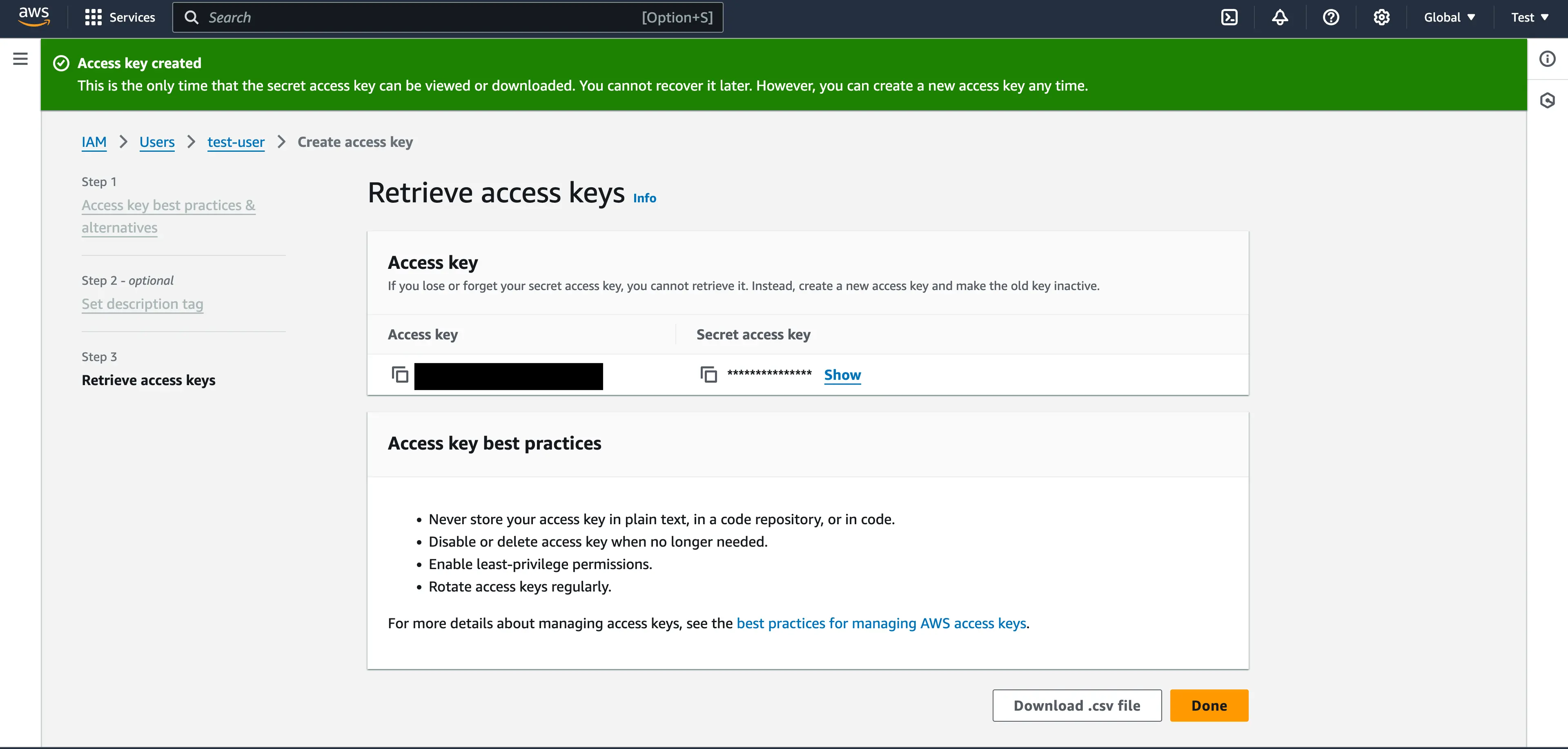 Access Key Fields in AWS S3