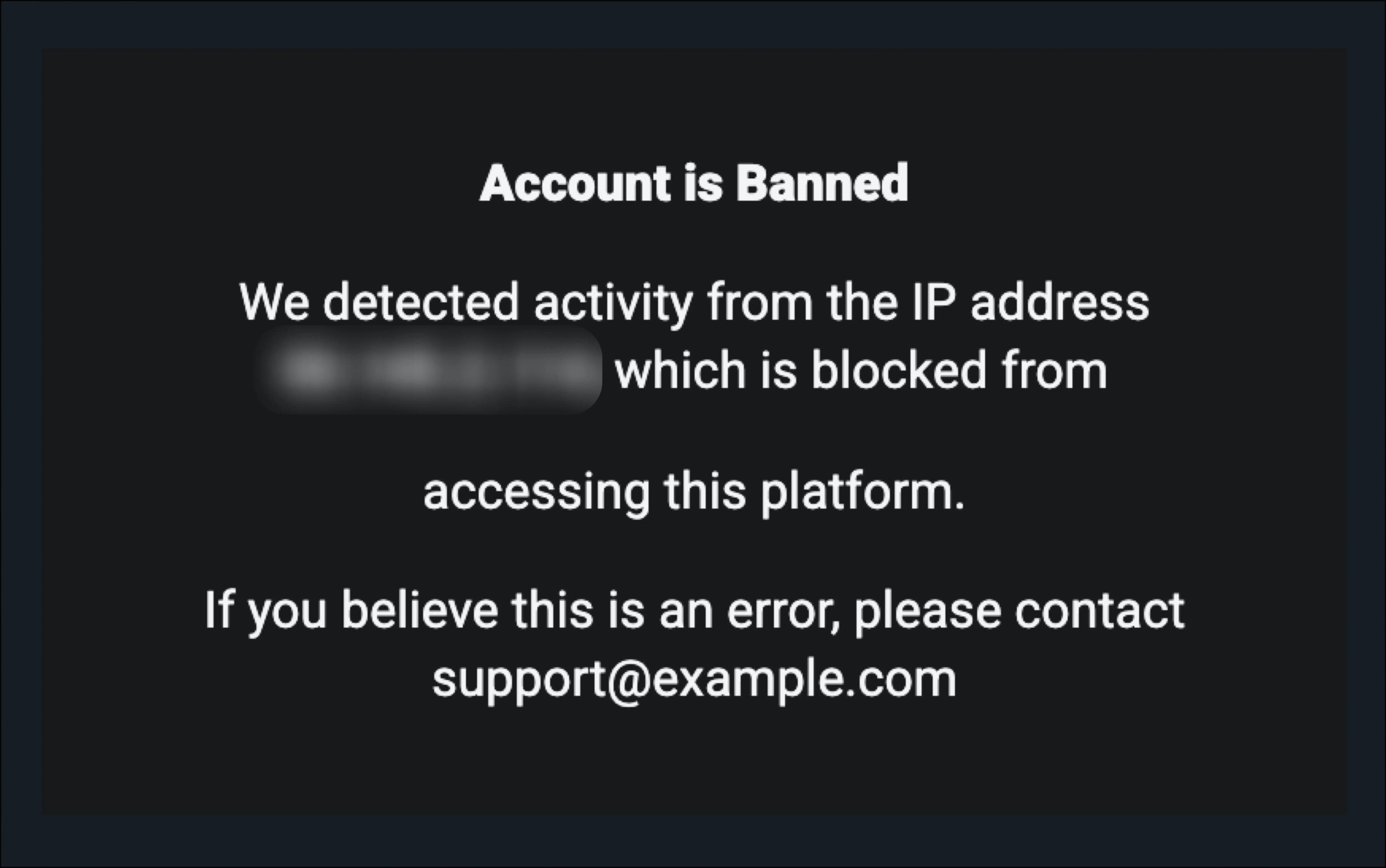 Add screen to display banned message