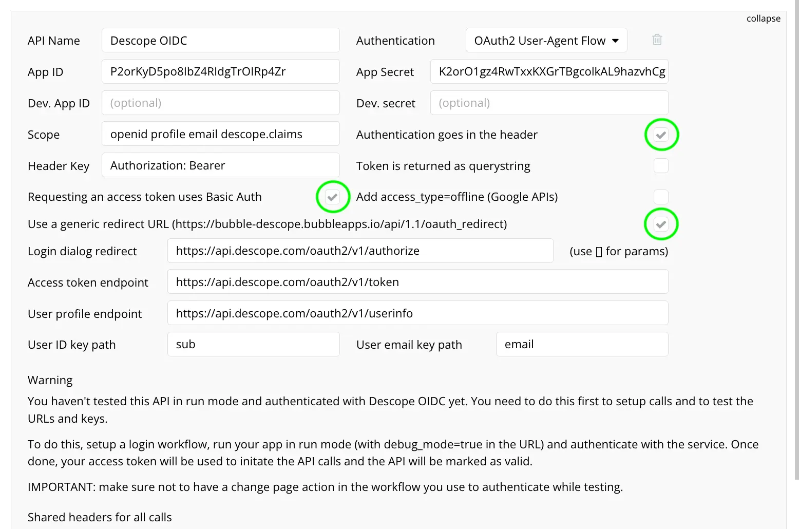 Setting Up Bubble API to Descope