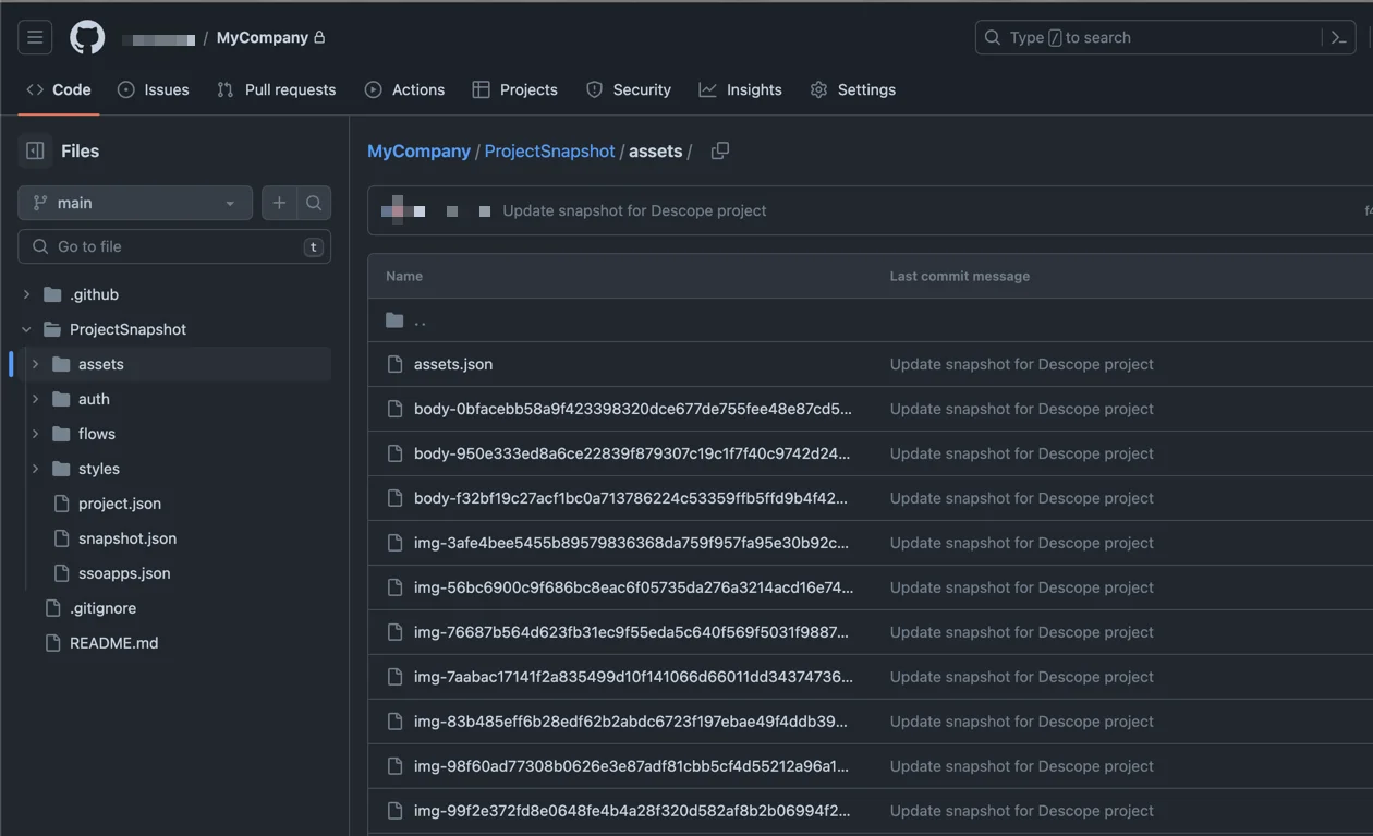 File structure after committing the pull request Staging Project with the Descope CI/CD template within GitHub