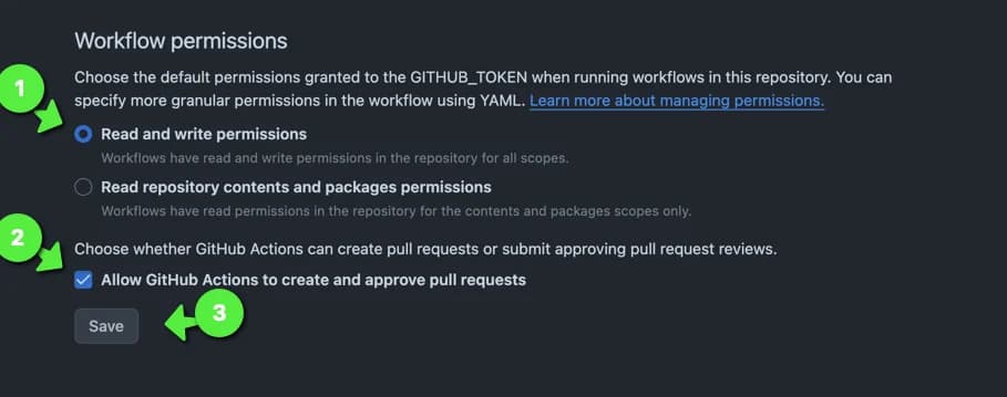 Configure workflow permissions for use with the Descope CI/CD template within GitHub