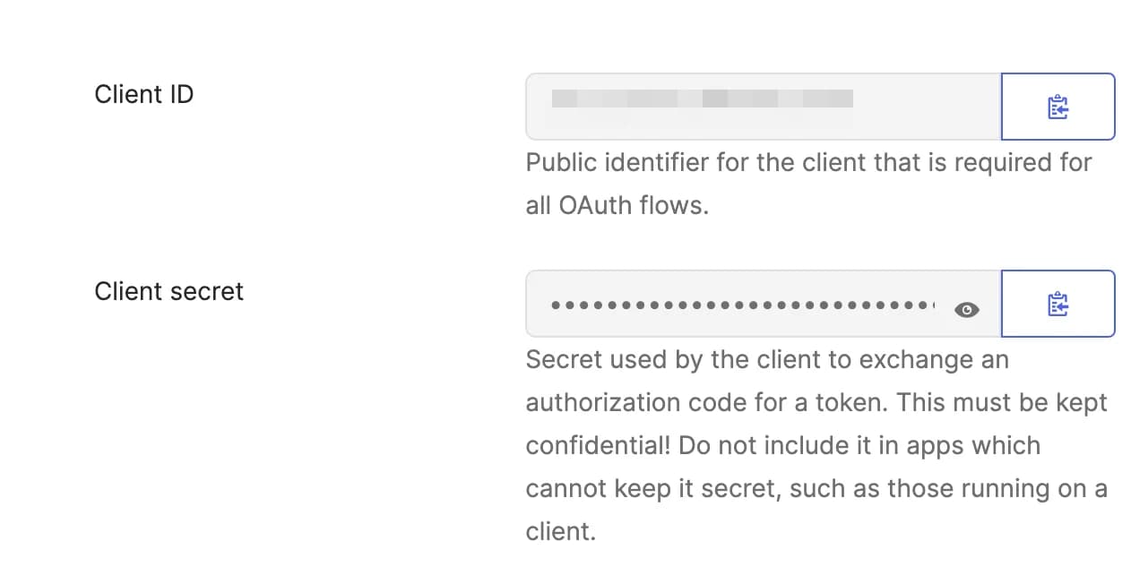 Client ID and Secret from Okta