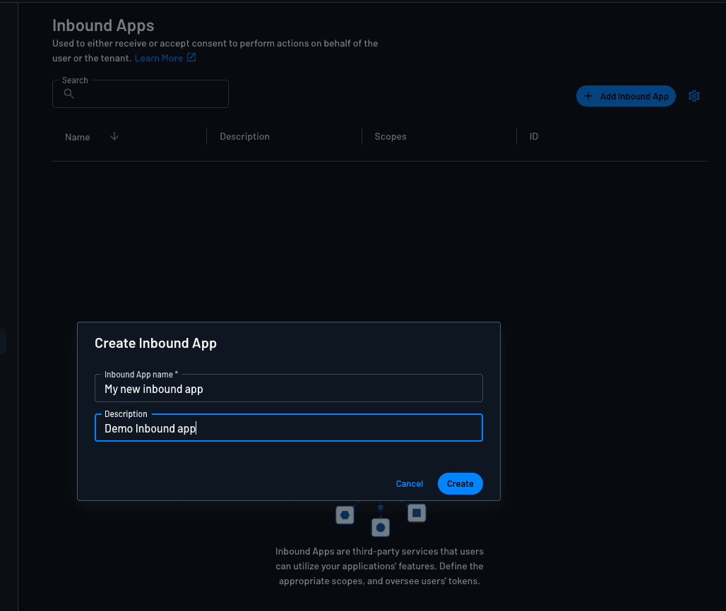 Creating an inbound app in Descope