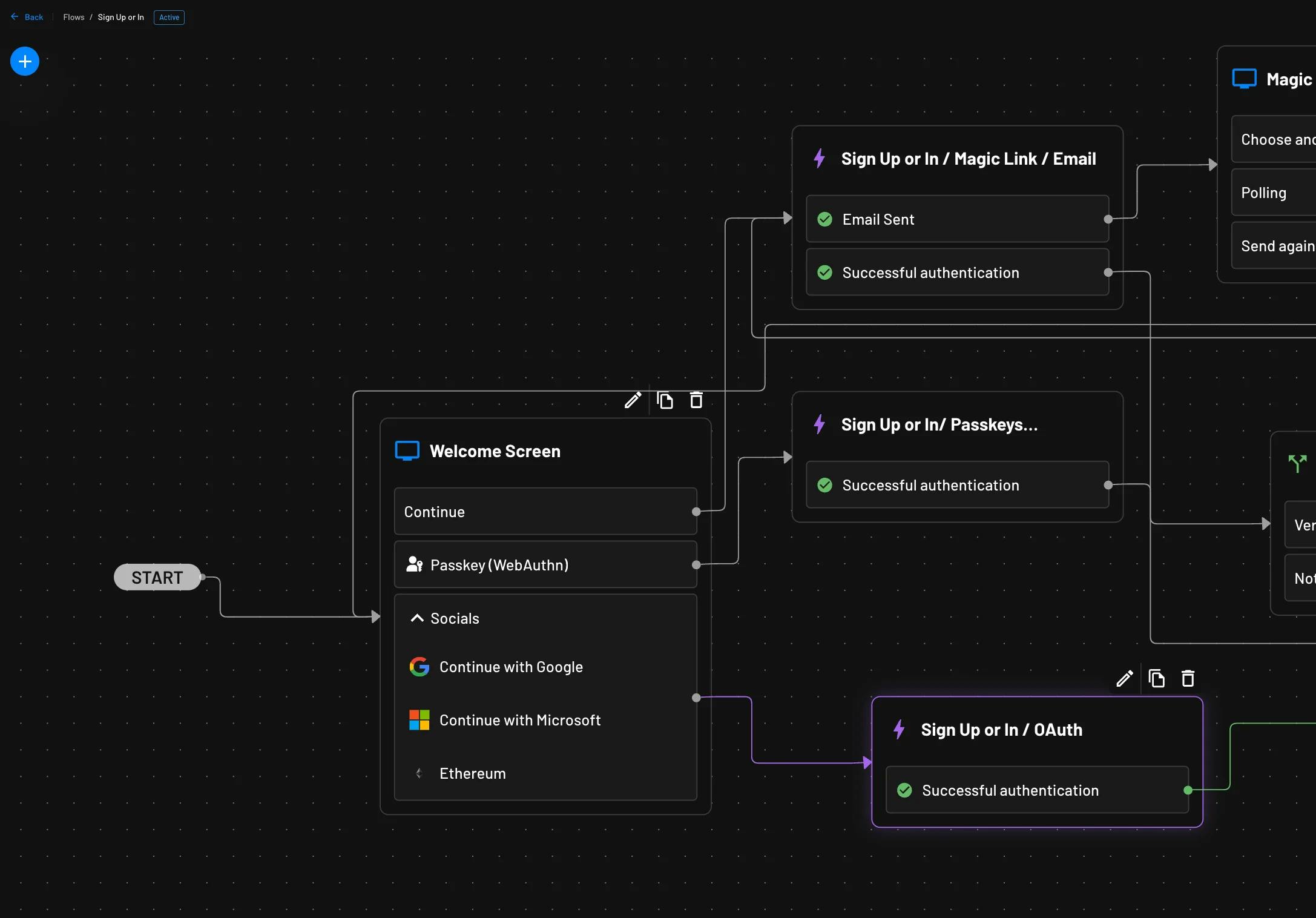 Custom Ethereum social oauth connect OAuth sign up or in action within Descope flow