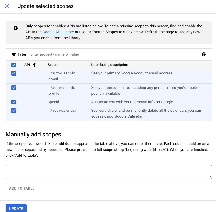 Descope - Google Consent Flow with calendar scope