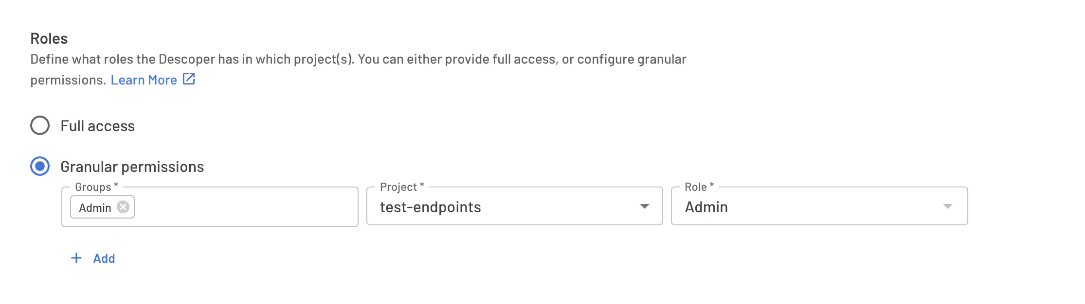 Descope Company Settings granular permissions