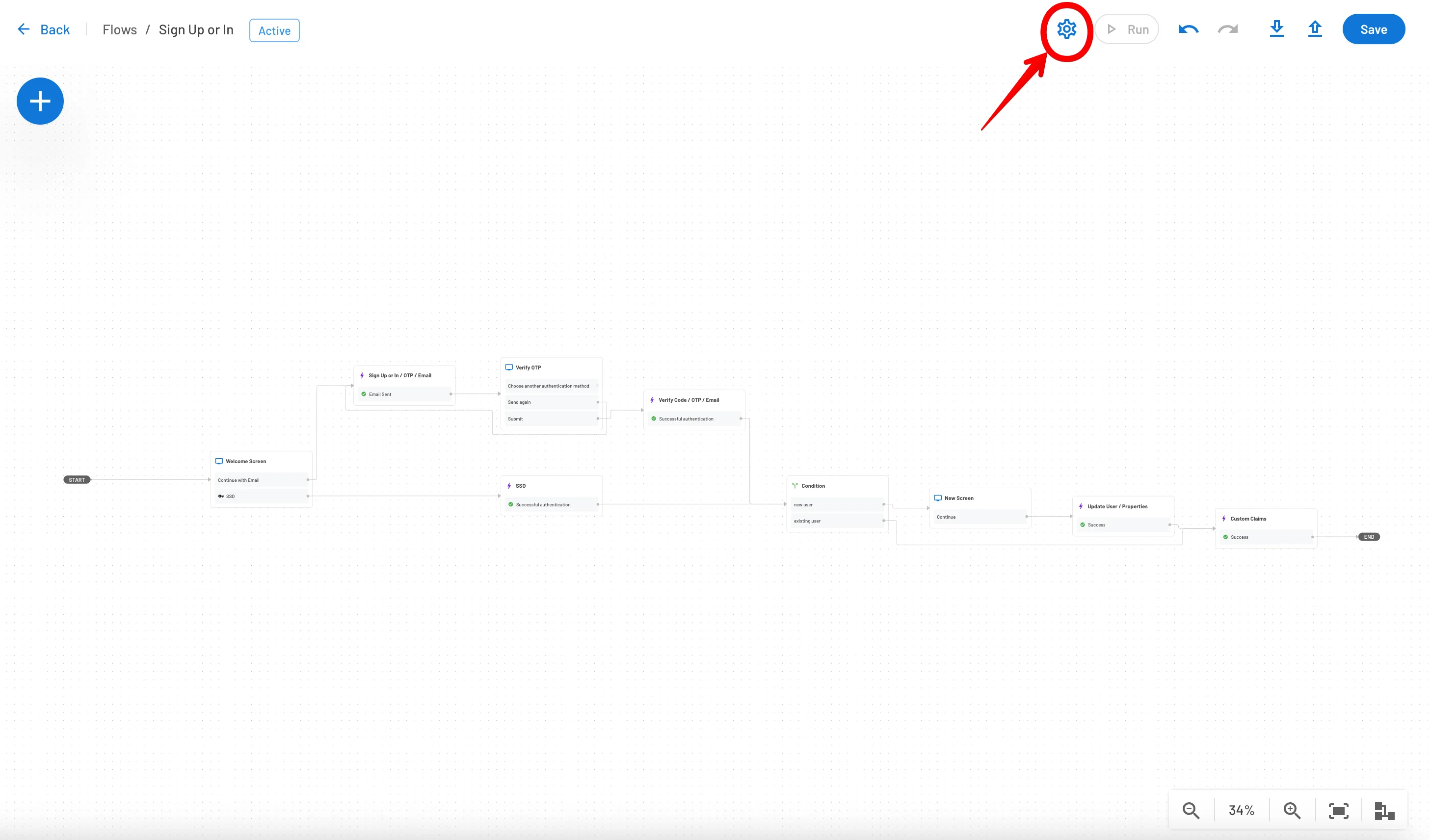 Opening up flow settings