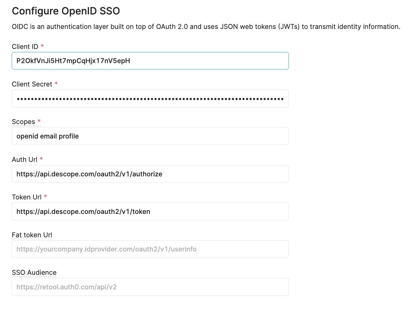 Descope OIDC with Retool Configuration