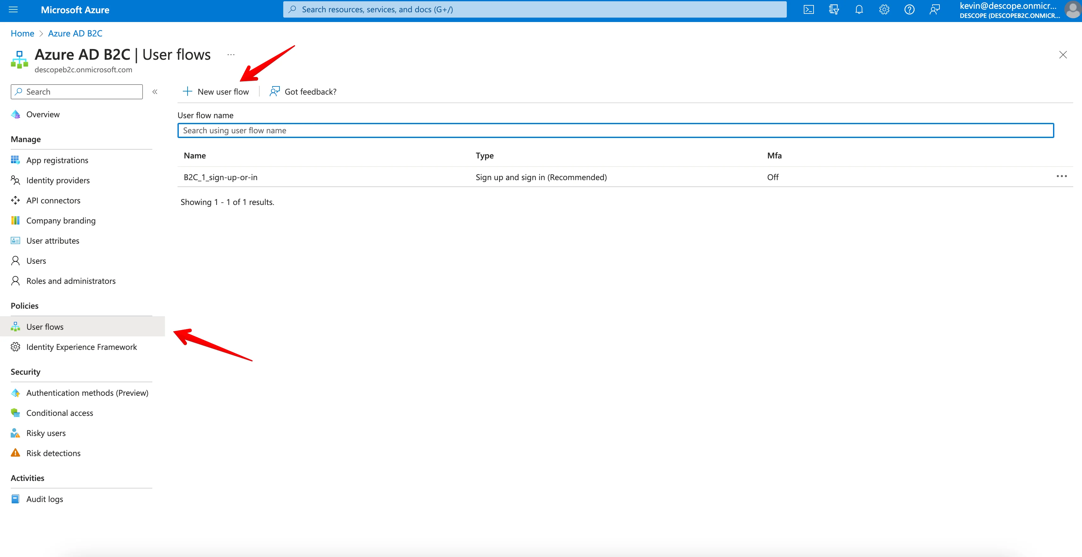 Create new user flow in Azure B2C Portal