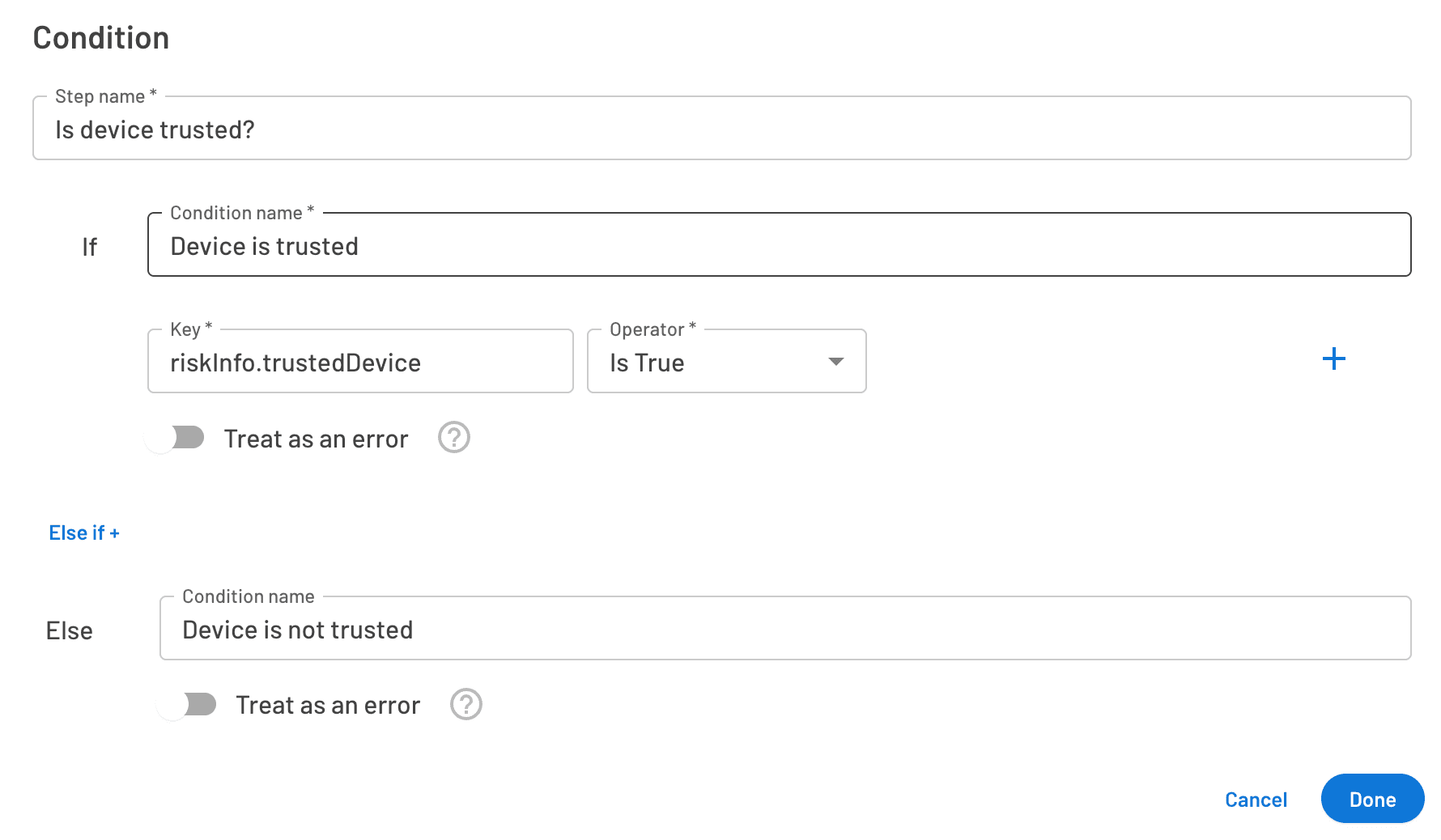 Descope trust this device condition