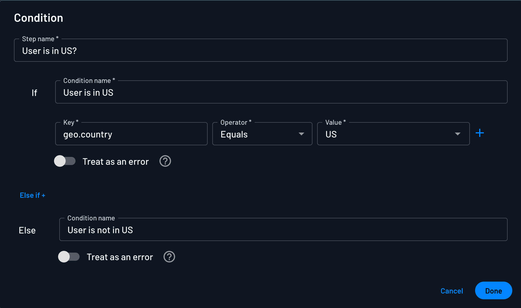 Descope user conditions dynamic fields