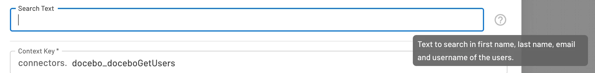 Docebo Connector search text