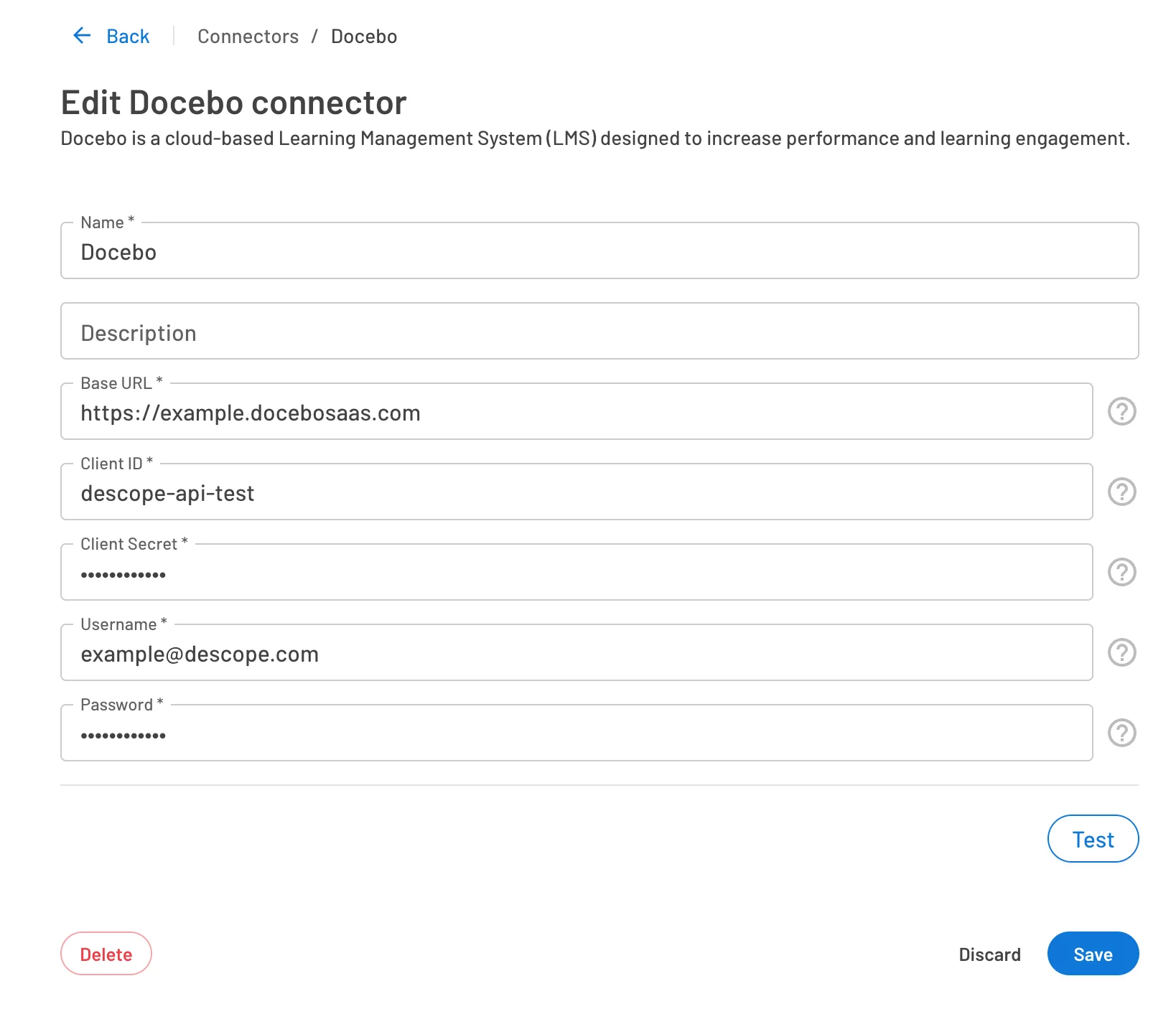 Docebo Connector configuration